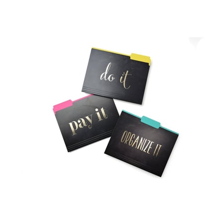 Gartner Studios Black & Neon File Folders With Gold Foil, 9 Count