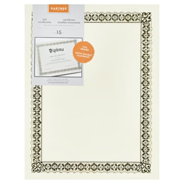 Gartner Studios Gold Foil Certificate, 15 Count per Pack