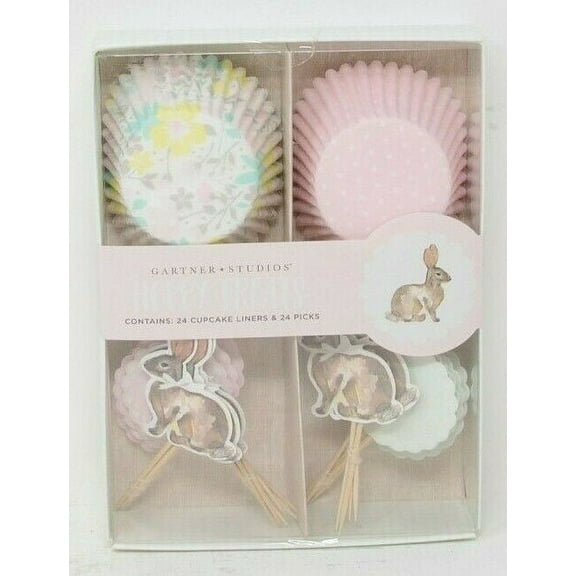 Gartner Studios Hoppy Treats 24 Cupcake Liners & Picks NIB