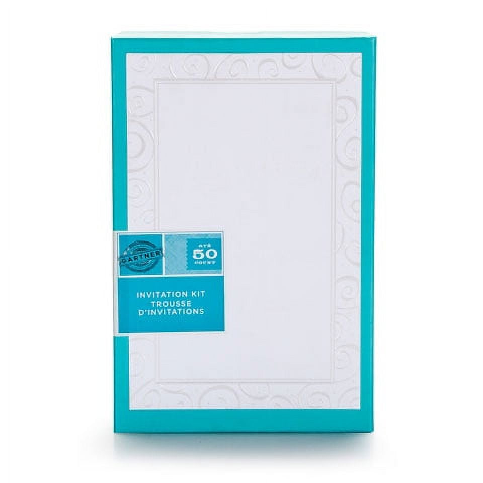 Gartner Studios Invitation Kit White Pearl Swirl Border 50 sets