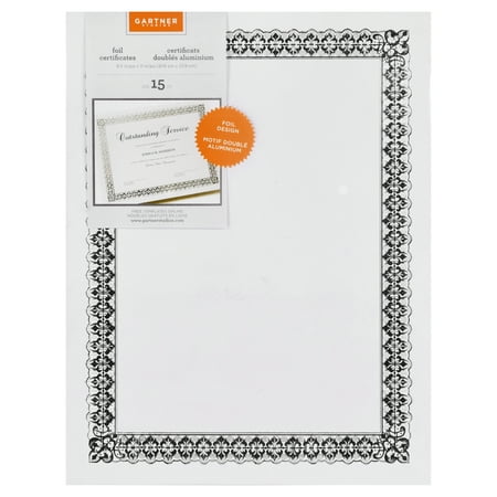 Gartner Studios Silver Border Certificates, 15 Count Package