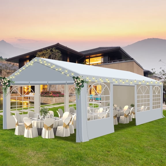 Howsvn 13'x26' Heavy Duty Party Tent, Outdoor Party Wedding Tent Canopy Event Shelter with Removable Sidewalls & Built-in Sandbags, Waterproof Commercial Gazebo Tents for Patio Garden Events