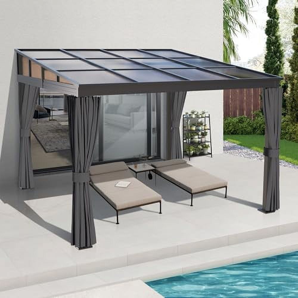 Gartooo 10' x 10’ WallMounted Gazebo, Aluminum Outdoor Patio Lean to