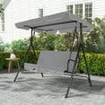 thumbnail image 1 of Gartoo 3 Seat Outdoor Patio Swing with Converting Canopy, Cushioned Steel Frame Porch Canopy Swing Chair, Swing Glider Hammock for Patio, Garden, Gray, 1 of 9