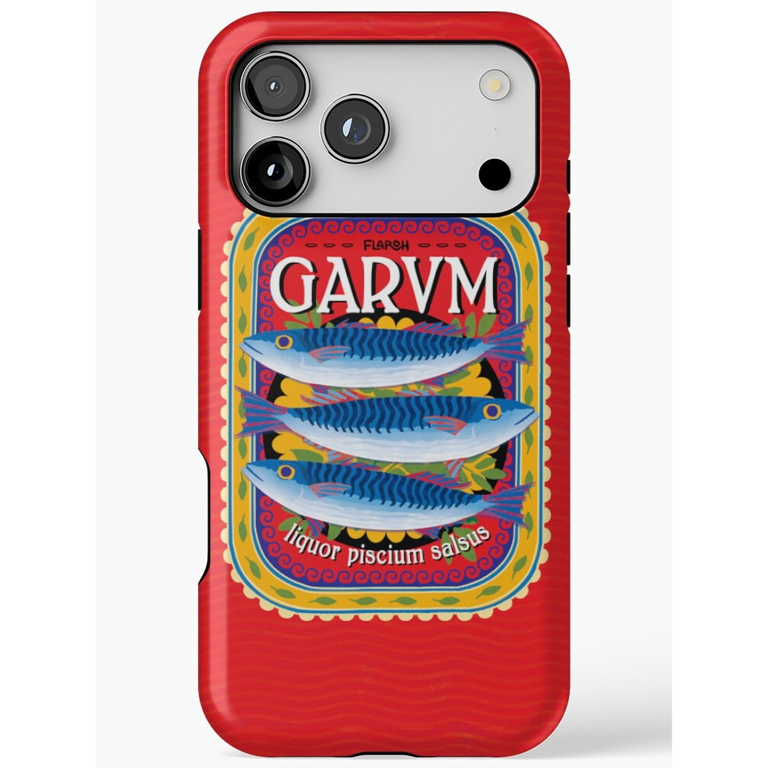 Garum Fish Tin Label Red and Blue Tough Phone Case for Apple iPhone ...