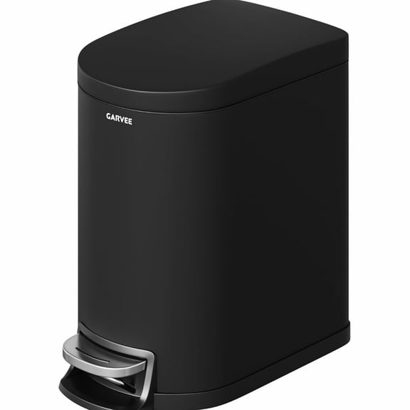 Garvee 1.59 Gallon Slim Trash Can with Lid, with Inner Bucket, Soft Close Lid, Black