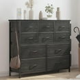 thumbnail image 1 of Garvee 10 Drawer Dresser Chest of Drawers for Bedroom Living Room, Fabric Storage Organizer With Wood Top, Side Pockets & Hooks for Entryway, Hallway, Closet, Nursery, Gray, 1 of 8