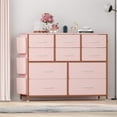 thumbnail image 1 of Garvee 10 Drawer Dresser Chest of Drawers for Bedroom Living Room, Fabric Storage Organizer With Wood Top, Side Pockets & Hooks for Entryway, Hallway, Closet, Nursery, Pink, 1 of 7