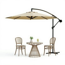 Garvee 10 feet Offset Hanging Patio Umbrella, 8 Ribs, Tan
