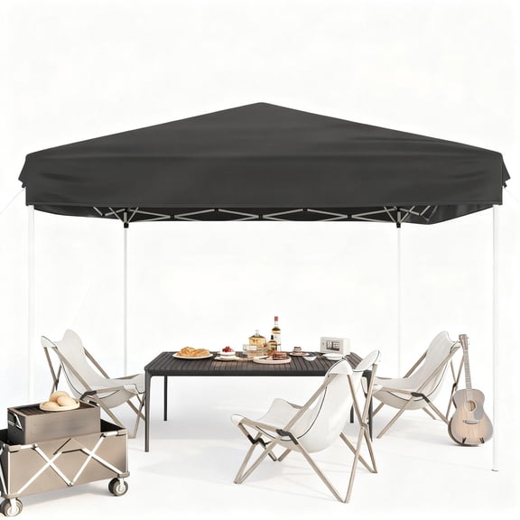 Garvee 10 x 10 ft Pop up Canopy with 3 Adjustable Height, 4 Sandbags & Carrying Bag, Black