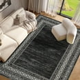 thumbnail image 1 of Garvee 10'x13' Area Rug Modern Bordered Rug Floral Rug Washable Rugs Low Pile Non-Slip Rugs for Living Room Bedroom, Black, 1 of 7