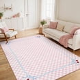 thumbnail image 1 of Garvee 10'x13' Checkered Cherry Area Rug Washable Border Carpet, Soft Non-Slip Low Pile Farmhouse Rug for Living Room Bedroom Home Office, Pink, 1 of 9