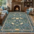 thumbnail image 1 of Garvee 10'x13' Floral Animal Print Area Rug Washable Rugs, Low Pile Stain Resistant Rug Botanical Bird Soft Carpet for Living Room Bedroom Dining Room, Blue, 1 of 7