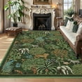 thumbnail image 1 of Garvee 10'x13' Floral Area Rug Modern Animal Jungle Throw Carpet, Washable Rug Stain Resistant Rug Non Slip Indoor Mat for Living Room Bedroom Home Office, Dark Green, 1 of 7