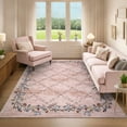 thumbnail image 1 of Garvee 10'x13' Floral Area Rugs, Machine Washable Vintage Oriental Flower Print Rugs with Non-Slip Backing Low Pile Stain Resistant Rug Carpet for Living Room Bedroom Dining Room, Pink, 1 of 9