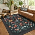 thumbnail image 1 of Garvee 10'x13' Floral Printed Area Rug Vintage Soft Rug, Washable Low Pile Rug Stain Resistant Farmhouse Indoor Carpets with Non Slip Backing for Living Room Bedroom Playroom, Black, 1 of 7