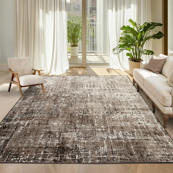 Garvee 10ftx13ft Modern Abstract Area Rug Ombre Print Accent Carpet, Non Slip Washable Rug Home Decor Floor Mat for Living Room Bedroom Dining Room, Light Camel