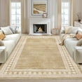 thumbnail image 1 of Garvee 10'x13' Modern Area Rug Solid Bordered Rugs, Washable Geometric Neutral Accent Carpet with Non-Slip Backing, Low Pile Stain-Resistant Rug for Living Room Dining Room Home Office, Jute Color, 1 of 8