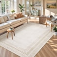 thumbnail image 1 of Garvee 10'x13' Modern Bordered Area Rug Geometric Carpet, Washable Non Slip Rug for Living Room Bedroom Home Decor, Beige, 1 of 10