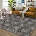 thumbnail image 1 of Garvee 10x13 Area Rug Modern Plaid Checkered Rug, Washable Rugs Soft Neutral Indoor Carpet Solid Rug Non Slip Low Pile Rug for Living Room Bedroom Dining Room Office, Brown, 1 of 9