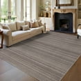 thumbnail image 1 of Garvee 10'x13' Modern Stripe Area Rug, Washable Neutral Printed Carpet with Non Slip Rubber Backing, Stain Resistant Accent Floor Carpet for Living Room, Bedroom, Home Office, Brown, 1 of 9