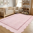 thumbnail image 1 of Garvee 10'x13' Scalloped Area Rugs Modern Bordered Rug, Washable Rugs Non-Slip Rugs Indoor Carpet for Living Room Bedroom Home Office, Pink, 1 of 9