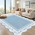 thumbnail image 1 of Garvee 10'x13' Scalloped Area Rug Modern Floral Bordered Carpet, Machine Washable Rug with Non Slip Backing Soft Foldable Mat for Living Room Bedroom Dining Room, Blue, 1 of 8