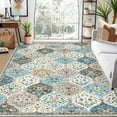 thumbnail image 1 of Garvee 10'x13' Vintage Distressed Area Rug Geometric Carpet with Non Slip Backing, Machine Washable Rug Stain Resistant Indoor Rug for Living Room Bedroom Home Office, Blue, 1 of 8