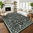 thumbnail image 1 of Garvee 10'x13' Vintage Floral Area Rugs Washable Botanical Printed Rugs Carpet, Low Pile Non Slip Oriental Rug Stain Resistant Indoor Rugs for Living Room Bedroom Dining Room, Black, 1 of 8
