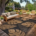thumbnail image 1 of Garvee 10'x14' Outdoor Rug Waterproof Plastic Straw Rug, Modern Tropical Leaf Woven Carpet UV-Resistant Reversible Mat for Patio RV Deck Beach Porch, Black Brown, 1 of 6