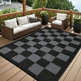 thumbnail image 1 of Garvee 10'x14' Plastic Outdoor Rug Checkboard Woven Outdoor Carpet, Geometric Plaid Rugs Reversible Outside Carpet for RV Camping Balcony Deck Backyard, Black & Gray, 1 of 9