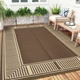 thumbnail image 1 of Garvee 10'x14' Waterproof Outdoor Area Rug Reversible Plastic Geometric Bordered Patio Mat UV-Protected for Deck, Backyard, RV and Camping, Brown, 1 of 6