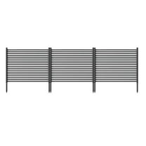 Garvee 106" x 48" Outdoor Privacy Screen,3-Panel No-Dig Metal Fence, Decorative Garden Barrier,Black