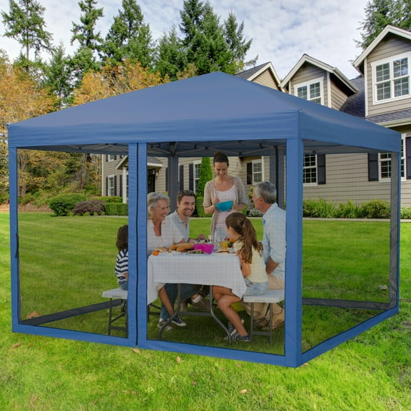 Garvee 10x10 Canopy Tent, Heavy Duty Pop Up Canopy with Mosquito Netting, Waterproof Easy Up Screen Shelter with Wheeled Bag, Outdoor Sun Shade for Parties, Camping, Events