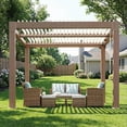 thumbnail image 1 of Garvee 10x10 FT Outdoor Louvered Pergola with Wood Grain Finish, Heavy Duty Aluminum Frame Gazebo for Backyard, Patio, Lawn, Weather Resistant Canopy, 1 of 8