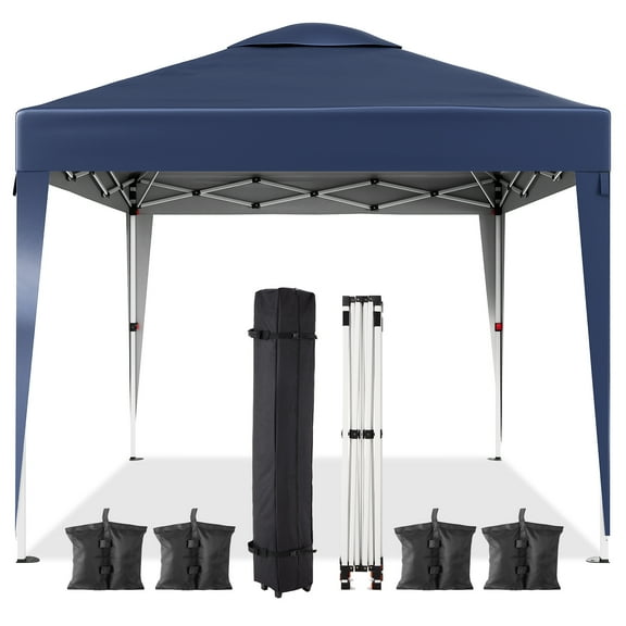 Garvee 10x10 Pop Up Canopy Tent, Silver Coated Tarp Beach Tent with Portable Roller Bag and 4 Sandbags, Waterproof Sun Shelter Gazebo for Outdoor Party, Camping, Commercial Events