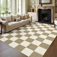 thumbnail image 1 of Garvee 10x13 Modern Checkered Area Rug Washable Rugs, Soft Non Slip Non Shedding Carpet Indoor Printed Accent Rug for Living Room Bedroom Home Decor，Beige and Camel, 1 of 8