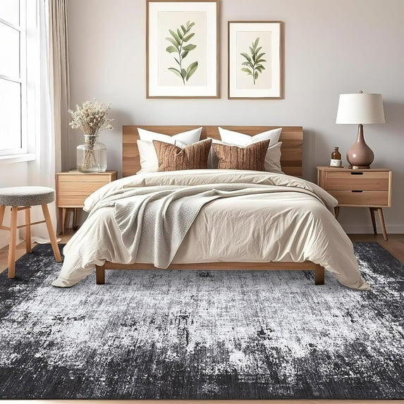 Garvee 10x13 ft Modern Abstract Area Rug, Washable, Non Slip TPR Backing, Soft Low Pile, Non Shedding Carpet for Living Room, Bedroom, Nursery, Gray