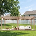 thumbnail image 1 of Garvee 10x20 FT Outdoor Louvered Pergola with Wood Grain Finish, Heavy Duty Aluminum Frame Gazebo for Backyard, Patio, Lawn, Weather Resistant Canopy, 1 of 9