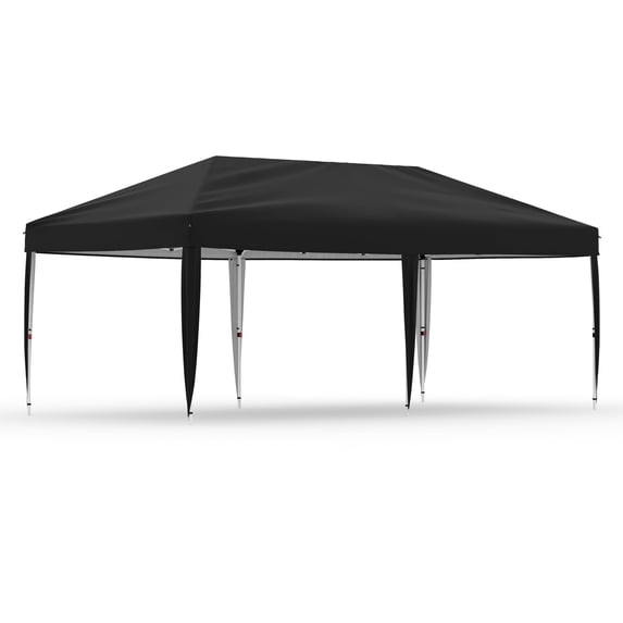 Garvee 10 x 20 ft Pop Up Canopy with Roller Bag, One Button Push Setup, Black