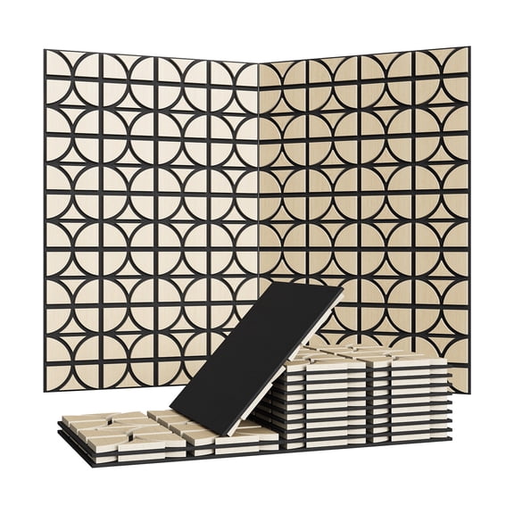Garvee 12-Pack 3D Wood Wall Panels, 12" x 12" Decorative Acoustic Panels with PET Felt Backing for Living Room, Bedroom & Office, Walnut