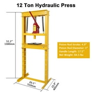 Garvee 12 Ton Hydraulic Shop Press   H-Frame Bench Press with Adjustable Height, Safety Valve, and Movable Plates for Automotive, Metalworking & Repairs