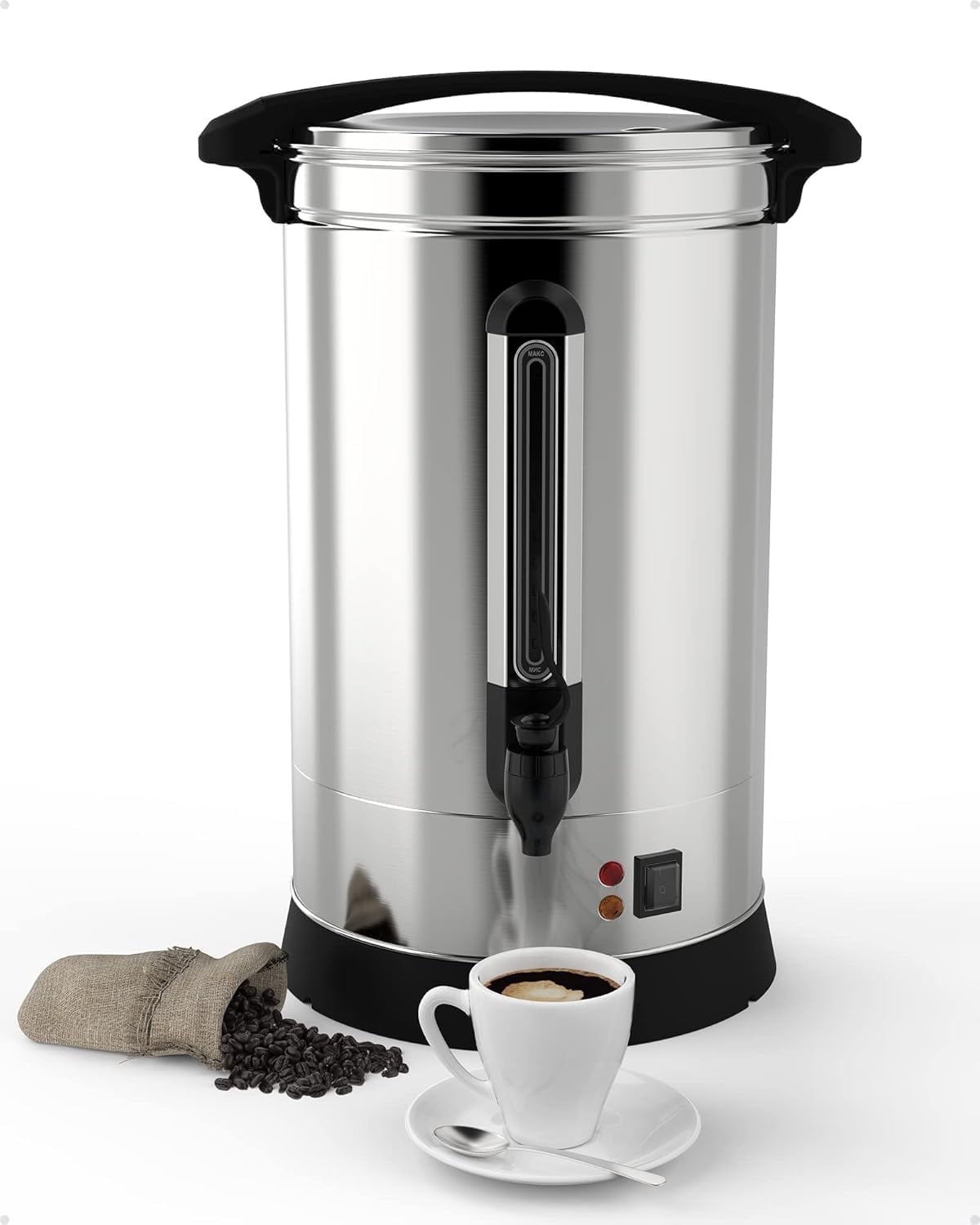 Garvee 120-Cup Coffee Urn, Stainless Steel Hot Water Dispenser, 18L/4.8 Gal