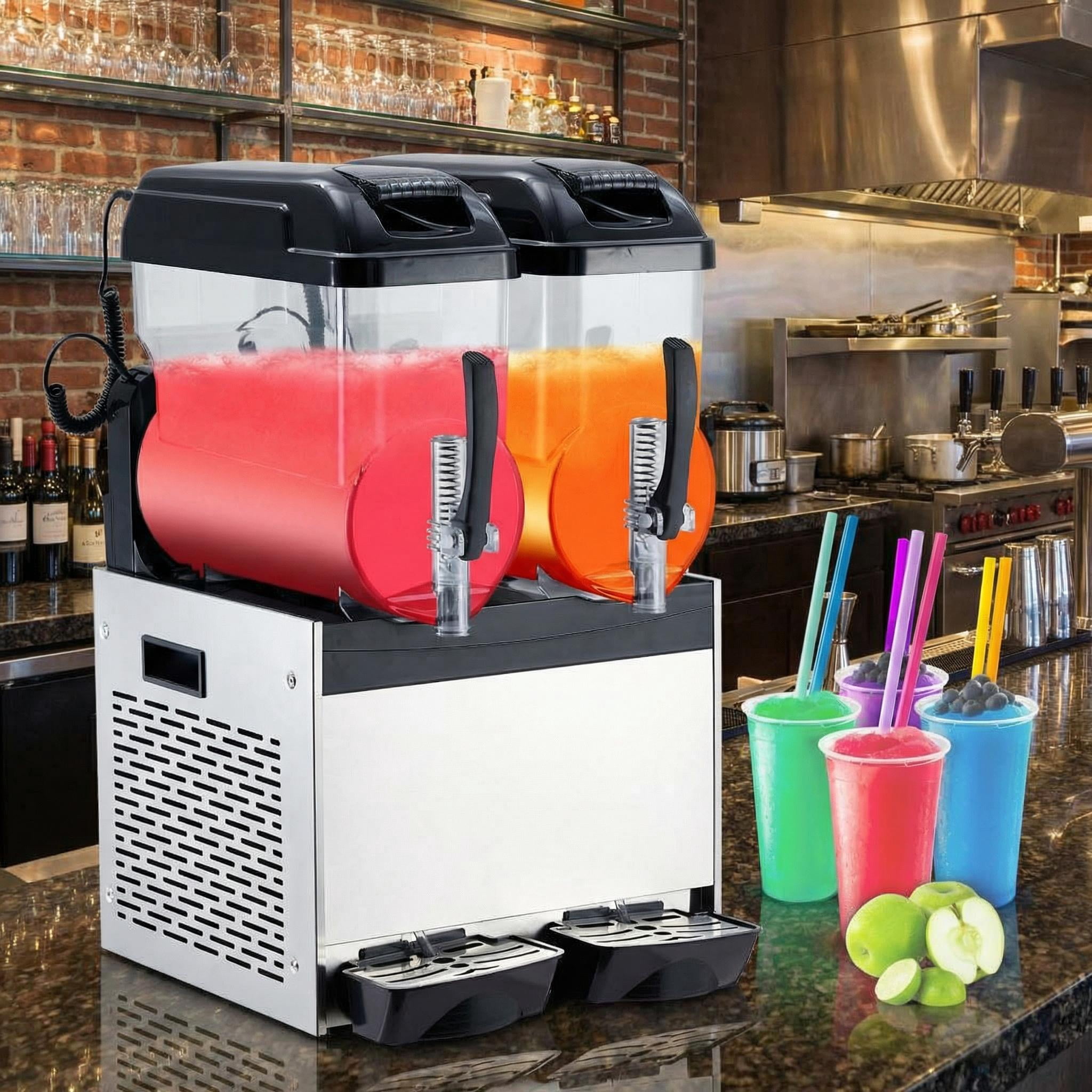 Garvee 12L×2 Commercial Slushie Machine, 700W Commercial Margarita Machine Smoothie, Self-Cleaning Stainless Steel, Two-Flavor Operation, High-Capacity for Bars & Restaurants, Black