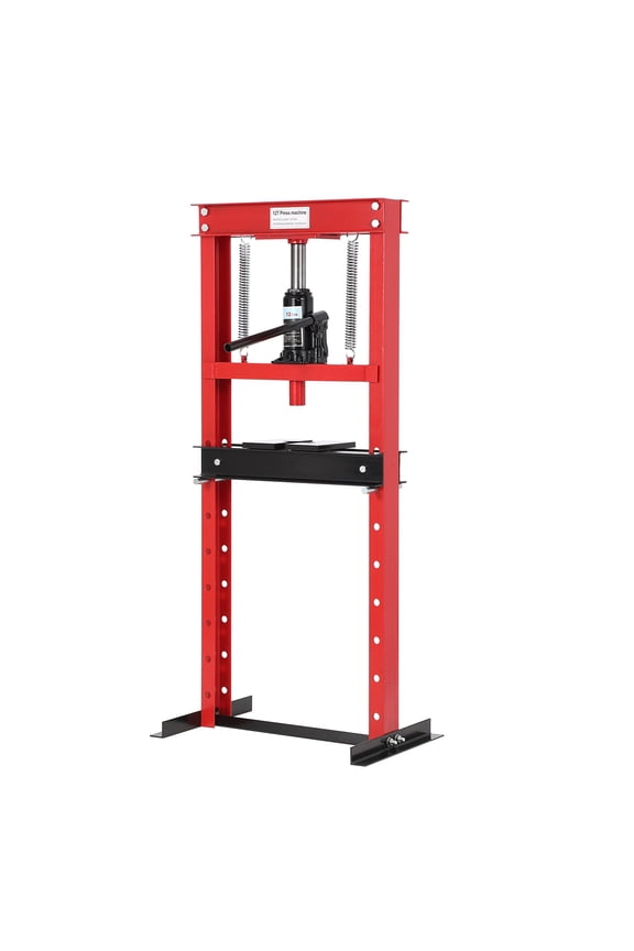 12T Hydraulic Shop Press, H-Frame Floor Press w/ 7-Position Table, 2 Moveable Press Plates, Red