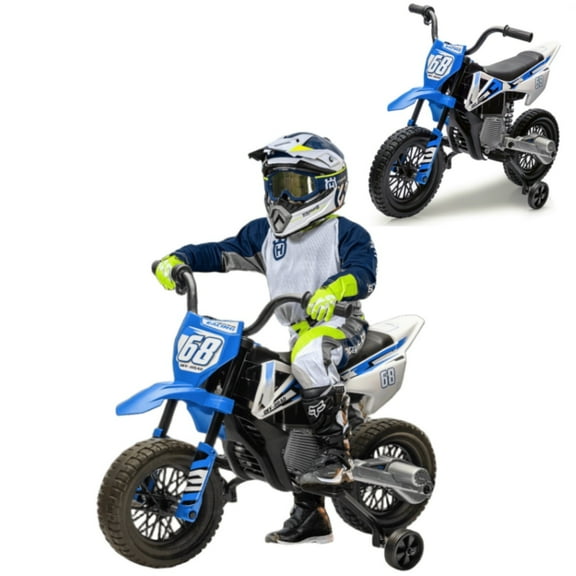 Garvee 12V Kids Electric Dirt Bike with Training Wheels, Twist Grip Throttle, 3mph Max Speed, Music, Ride-On Motorcycle for Boys and Girls