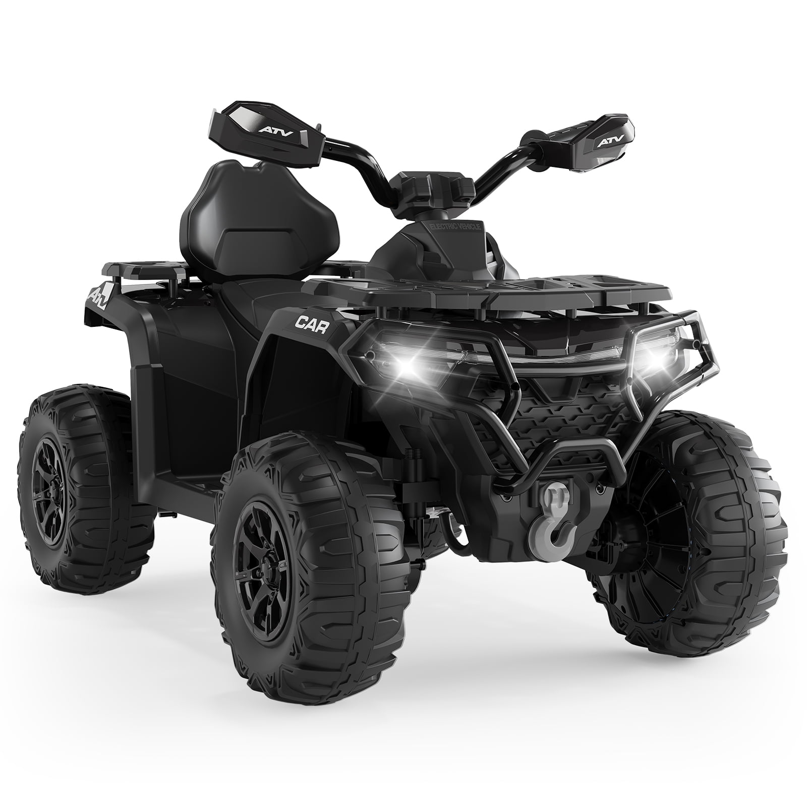 Garvee 12V Kids Ride On ATV,3 Variable Speeds,with Parent Remote Control,LED Headlights,Music,Black
