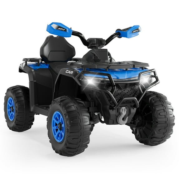GARVEE 12V Kids Ride On ATV with Parent Remote Control, LED Headlights, Music, Blue