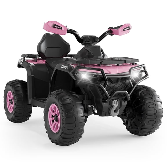Garvee 12V Kids Ride On ATV,3 Variable Speeds,with Parent Remote Control,LED Headlights,Music,Pink