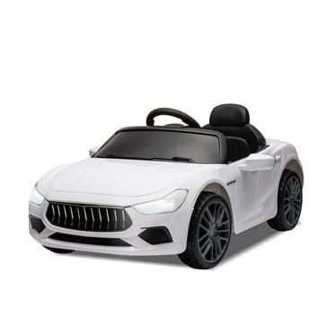 Garvee 12V Ride On Car With Parent Remote Control Battery Powered Electric Car With 2 Motors Led Lights MP3 Horn White